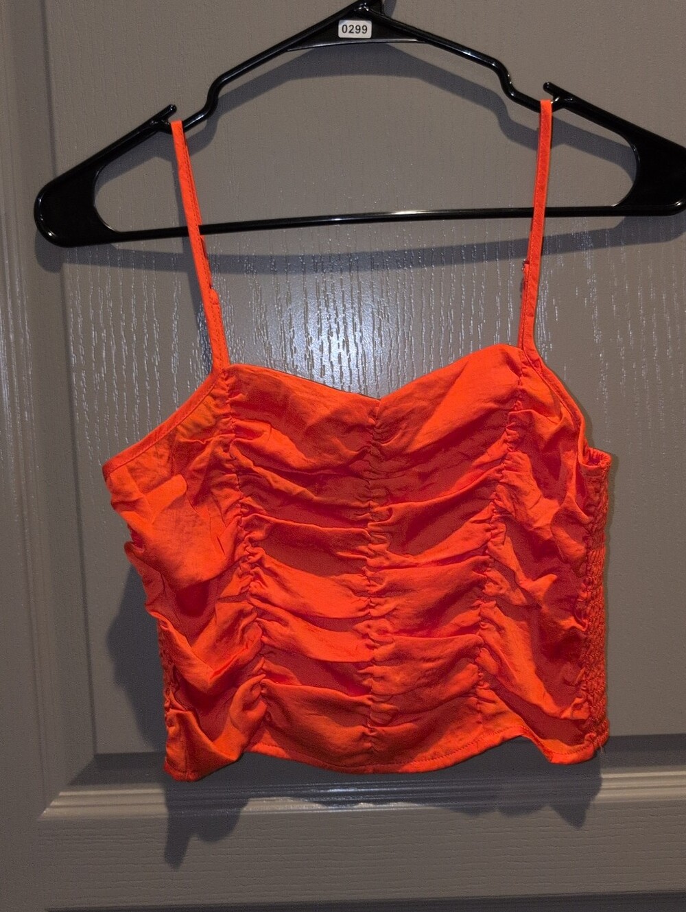 Promesa Bright Orange Ruched Spaghetti Strap Camisole